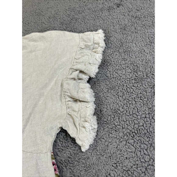 Umgee Women's M Linen Blend High Low Frayed Hem Top Cottage Core Boho Lagen Look - Picture 7 of 10